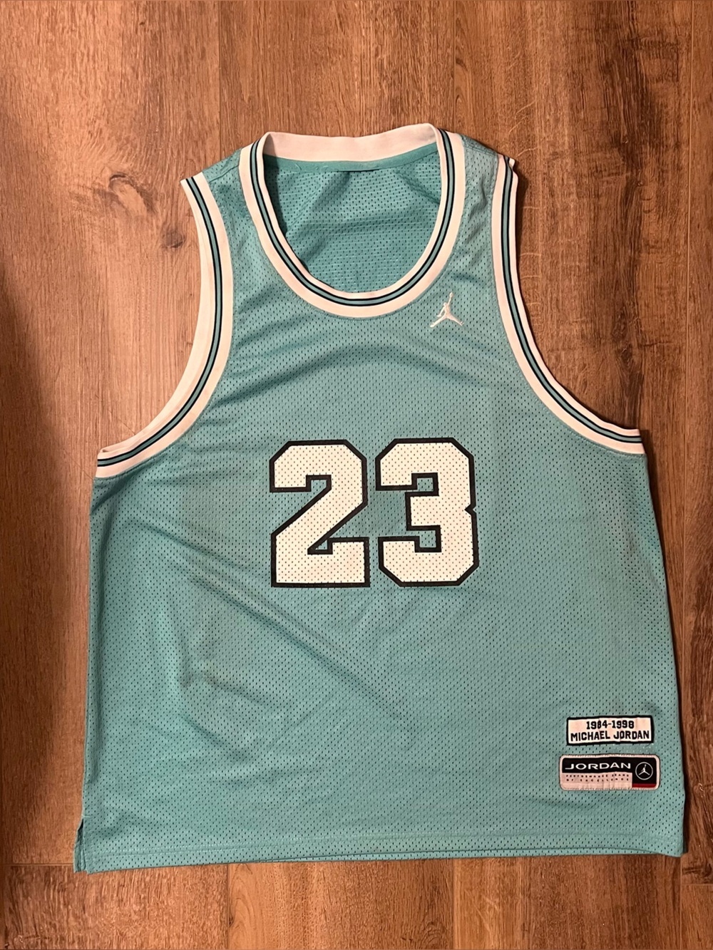 Jordan 23 aqua and pink mesh patch basketball jersey
